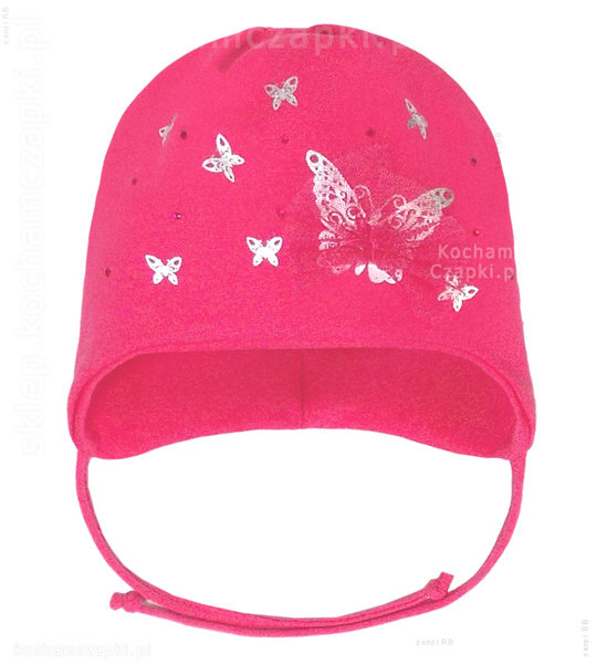 Elegancka biała czapeczka dla dziewczynki motylki i tiul Karla  rozm. 36-38 cm