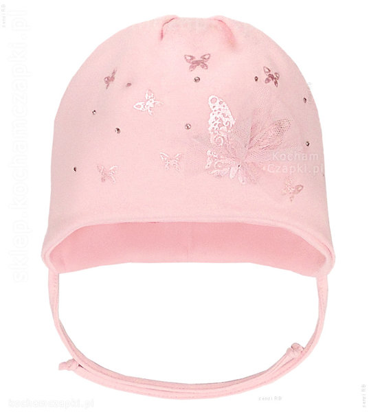 Elegancka czapeczka dla dziewczynki motylki i tiul Karla  rozm. 42-45 cm