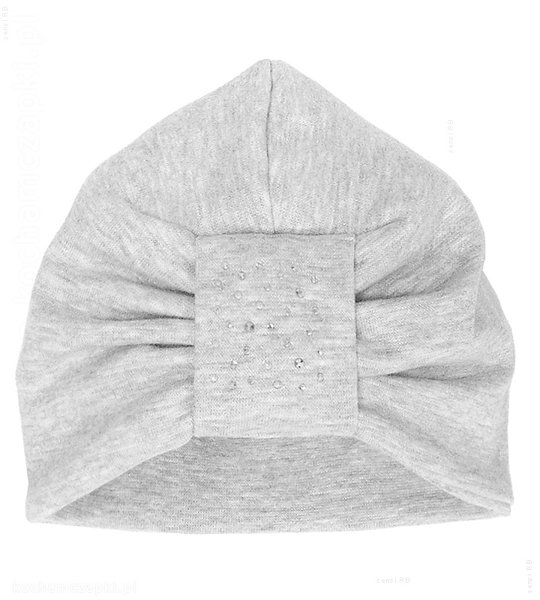 Elegancka czapka  dla dziewczynki, turban, szary,  Naboo, 48-50 cm