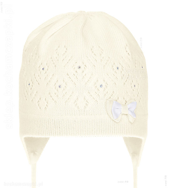 Elegancka czapka dla niemowlaka, wiązana Zlawia rozm.36-38 cm