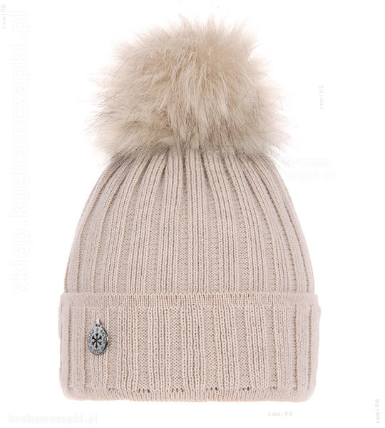 Elegancka zimowa czapka damska, Lamina, polar podszewka, rozm. 55-57 cm