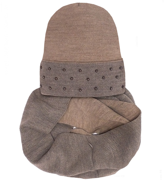 Elegancki komplet zimowy czapka z kominem, Antonetta roz. 55-57