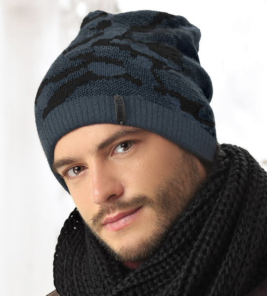 Gruba czapka zimowa męska, wzór moro, Brandon  rozm. 56-58 cm