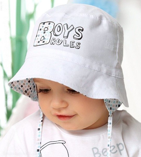 Kapelusz dla chłopca, Boys Rules, biały, 52-54 cm