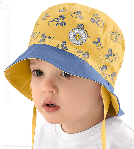 Kapelusz dla chłopca, z myszką Miki, niebieski+żółty, Tesero, 46-48 cm