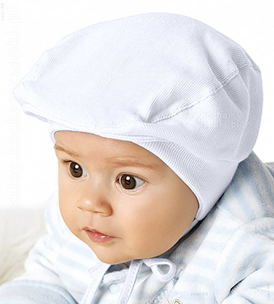 Kaszkiet chłopięcy, dla niemowlaka, wiązany, Maluch, rozm. 44-46 cm