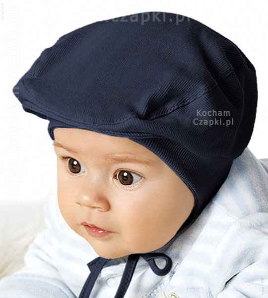 Kaszkiet dla chłopca, niemowlaka wiązany chłopięcy Maluch  rozm. 38-40 cm