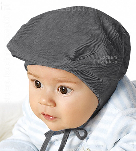 Kaszkiet dla chłopca, niemowlaka wiązany chłopięcy Maluch  rozm. 46-48 cm