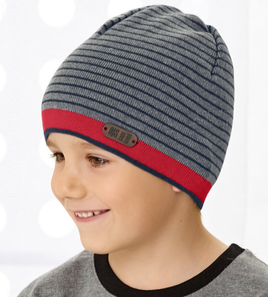 Klasyczna czapka wiosenna/jesienna dla chłopca, w paseczki, r. 49-53 cm, Ingmar