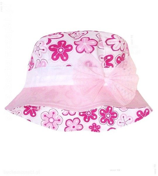 Kolorowy kapelusz dla dziewczynki, Alesia, róż/biały, 47-49 cm