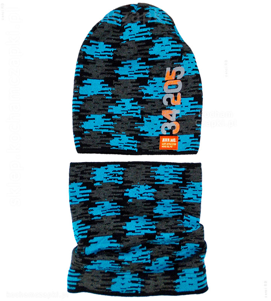 Komin i czapka dla chłopca, wiosna/jesień, komplet Kuba, rozm. 48-52 cm