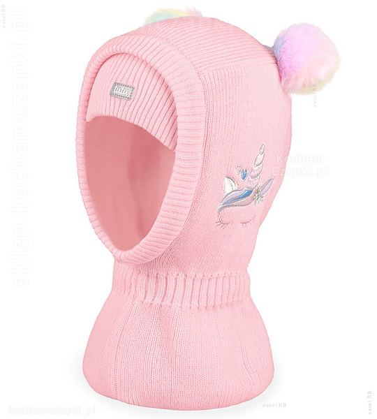 Kominiarka zimowa dla dziewczynki, tęczowe pompony, Unicorr, rozm. 46-50 cm 