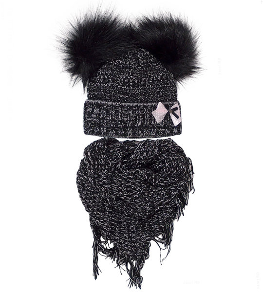 Komplet Ideta: czapka i chusta zimowa dziewczynka rozm. 46-50cm