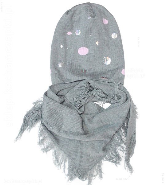 Komplet czapka i chusta dla dziewczynki, na wiosnę / jesień, Laurra, rozm. 46-48 cm