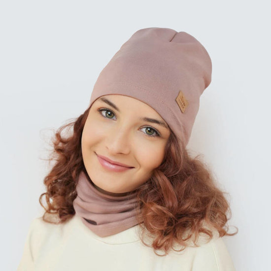 Komplet czapka i komin dla dziewczynki wiosenny-jesienny, czarny,  Lesfie,  46-50 cm