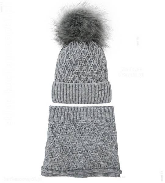 Komplet czapka z kominem zimowym, damski Yamini, rozm. 54-56 cm