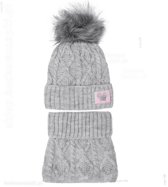 Komplet na zimę, czapka i komin dla dziewczynki, Krisana rozm. 49-53 cm