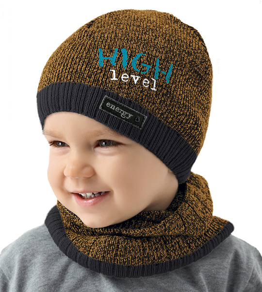 Komplet wiosenny/jesienny dla chłopca, komplet czapka i komin, miodowy, High Level, 50-54 cm