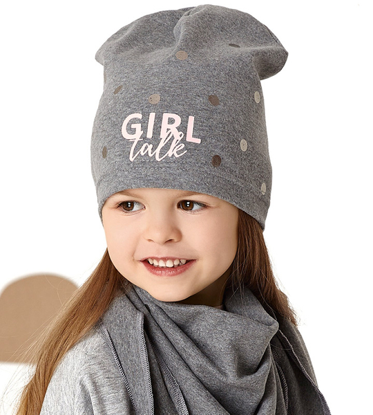 Komplet wiosenny-jesienny dla dziewczynki, czapka i chusta, czarny, Majida, 48-50 cm
