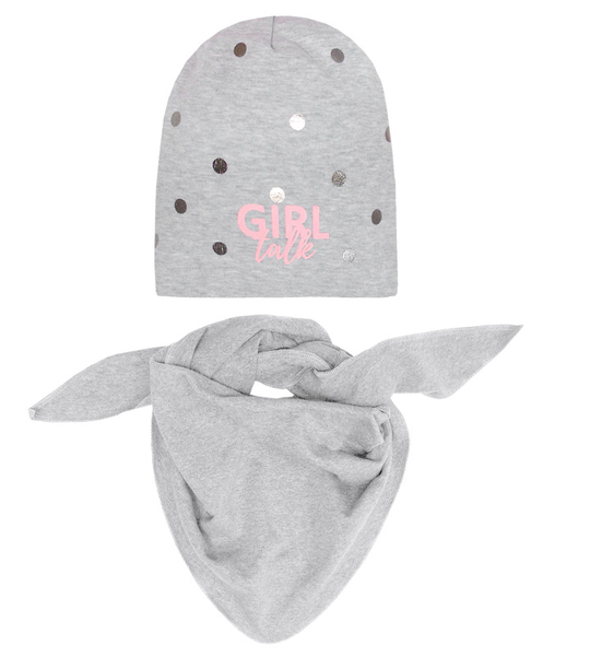 Komplet wiosenny-jesienny dla dziewczynki, czapka i chusta, jasny szary, Majida, 48-50 cm