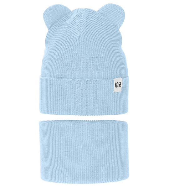 Komplet wiosenny/jesienny dla dziewczynki, czapka i komin, niebieski jasny, Jakra, 45-49 cm