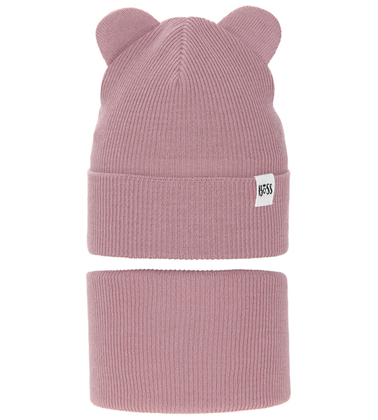 Komplet wiosenny/jesienny dla dziewczynki, czapka i komin, wrzosowy, Jakra, 50-54 cm