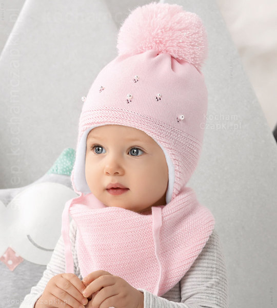 Komplet zimowa czapeczka i chusteczka, niemowlęca Milene rozm. 36-38 cm