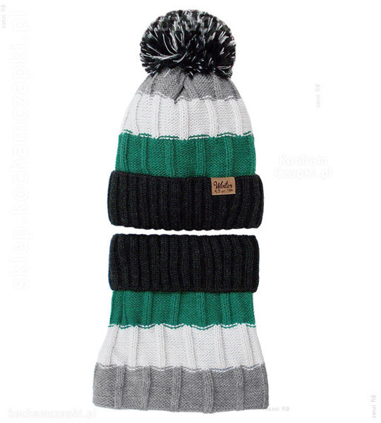 Komplet zimowy Chiman, czapka z pomponem i komin rozm. 50-54 cm