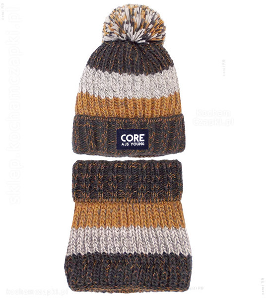 Komplet zimowy chłopięcy,  kolorowa czapka i komin, Svend, rozm. 54-56 cm