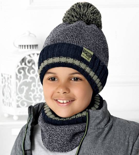 Komplet zimowy czapka i komin dla chłopca, z pomponem, Sport Dept  rozm. 52-54 cm
