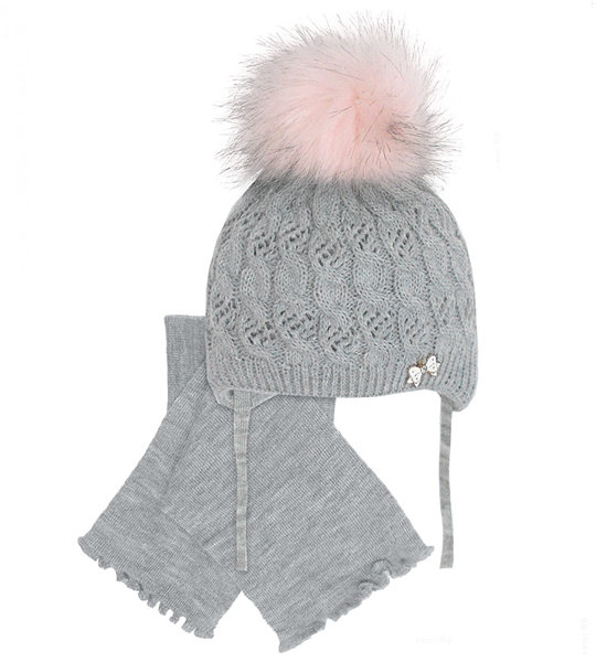 Komplet zimowy: czapka i szaliczek niemowlęcy Rosale, rozm. 38-42 cm