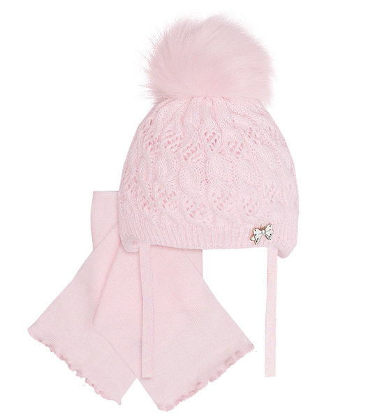 Komplet zimowy: czapka i szaliczek niemowlęcy, Rosale, rozm. 38-42 cm