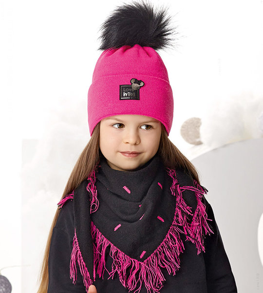 Komplet zimowy dla dziewczynki, czapka i chusta zimowa, Ardra,  50-54 cm
