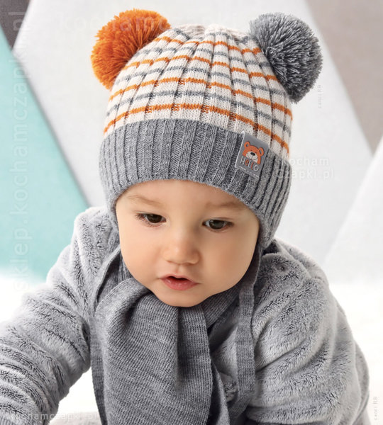 Komplet zimowy niemowlęcy czapka i szalik Nikolas rozm. 40-42 cm