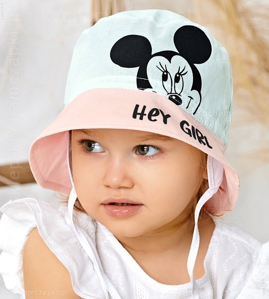 Letni kapelusz dla dziewczynki z myszką Miki, wiązany dla dziewczynek, Hey Girl  rozm. 50-52cm