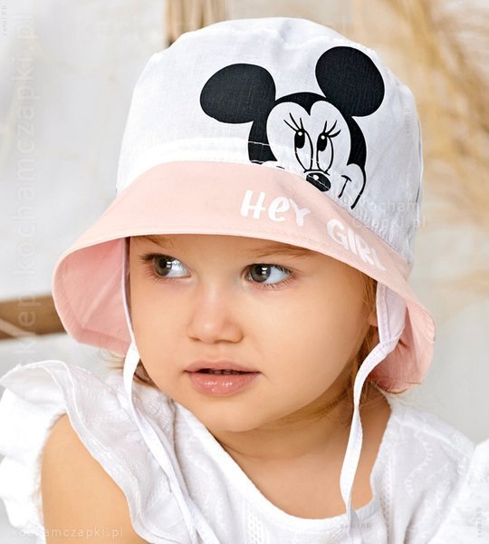 Letni kapelusz z myszką Miki, wiązany dla dziewczynek, Hey Girl  rozm. 47-49cm