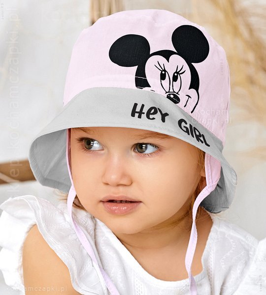 Letni kapelusz z myszką Miki, wiązany dla dziewczynek, Hey Girl  rozm. 47-49cm