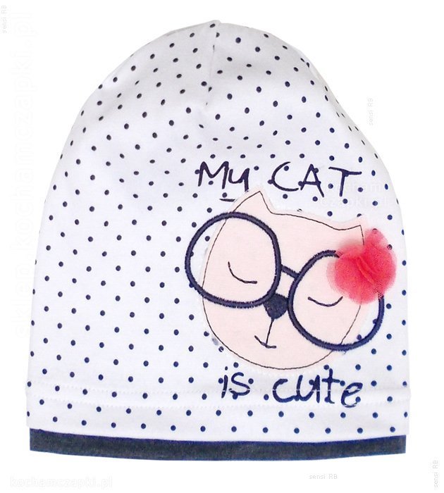 Modna czapka dla dziewczynki  My cute cat rozm. 47-50 cm