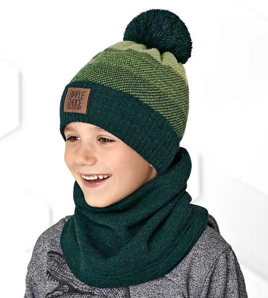 Modna zimowa czapka i komin dla chłopca Harron rozm. 52-54 cm cm