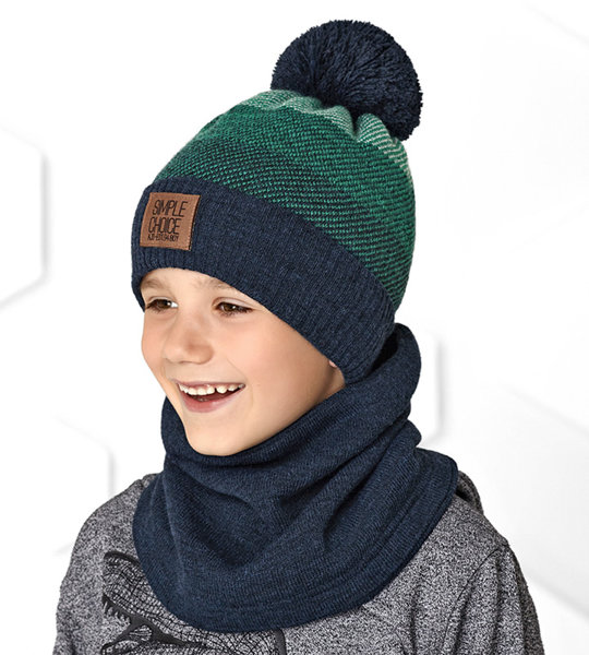 Modna zimowa czapka i komin dla chłopca Harron rozm. 52-54 cm cm