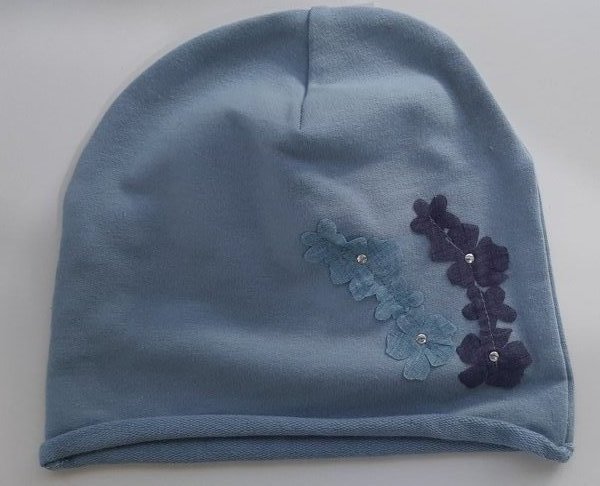 Niebieska czapka dziewczęca Fuji, wiosenna/jesienna, rozm. 48-50 cm 