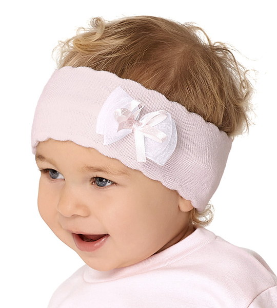 Opaska dla dziewczynki na głowę, dzianinowa, różowa, 43-45 cm cm