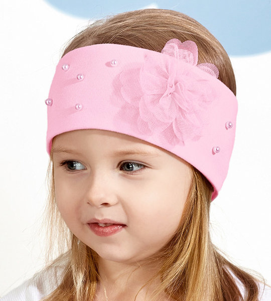 Opaska dla dziewczynki na głowę, elegancka, różowa, 46249, 42-46 cm