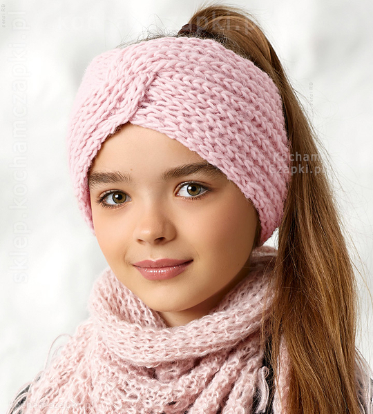 Opaska dla dziewczynki na jesień i zimę, podszyta polarem, opaska turban 51-55 cm
