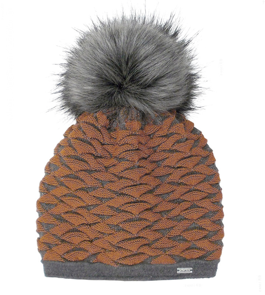 Piękna czapka damska, z dużym pomponem i srebrną nitką rozm. 55-57 cm