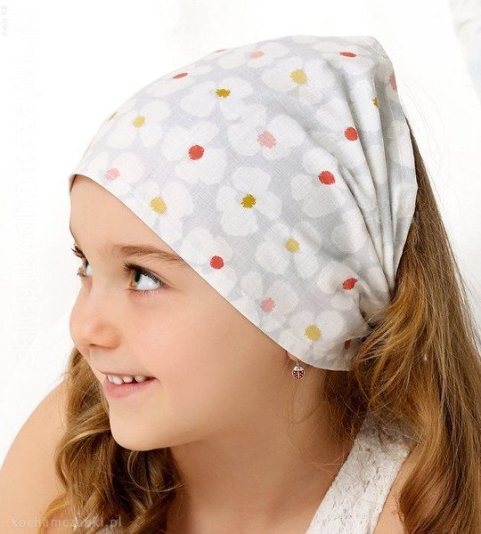 Przeciwsłoneczna chustka na głowę, na gumce, opaska dla dziewczynki, Nastka  rozm. 44-46 cm