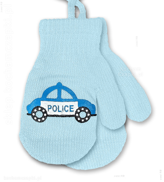 Rękawiczki dla dzieci, chłopięce, jednopalczaste ze sznurkiem, Police rozm. 2-3 lata