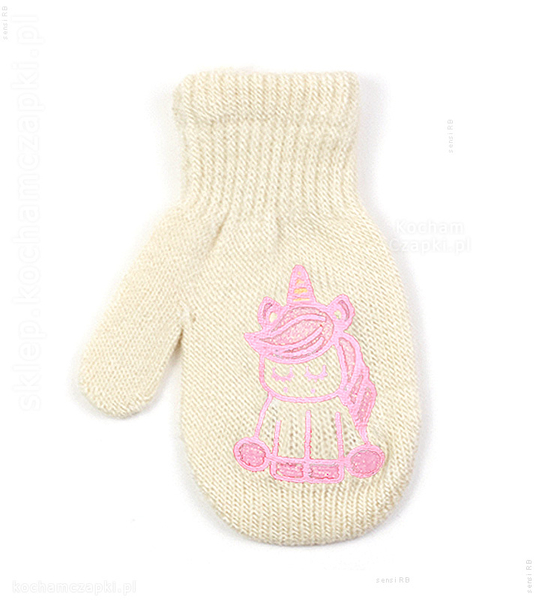 Rękawiczki dla dzieci, jednopalczaste ze sznurkiem, niemowlęce rozm. 12cm