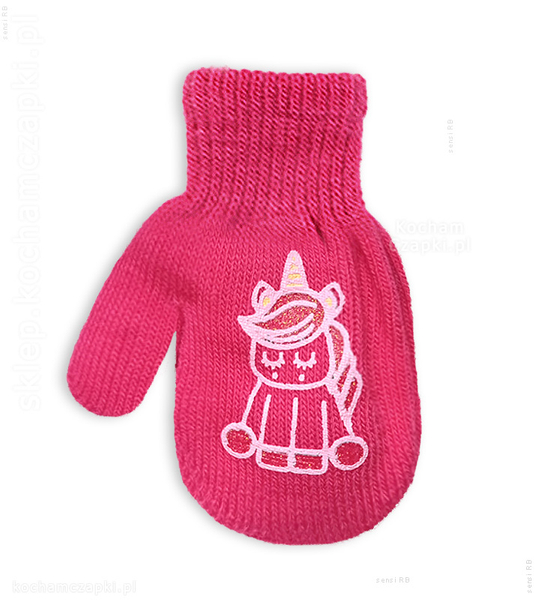 Rękawiczki dla dzieci, jednopalczaste ze sznurkiem, niemowlęce rozm. 12cm