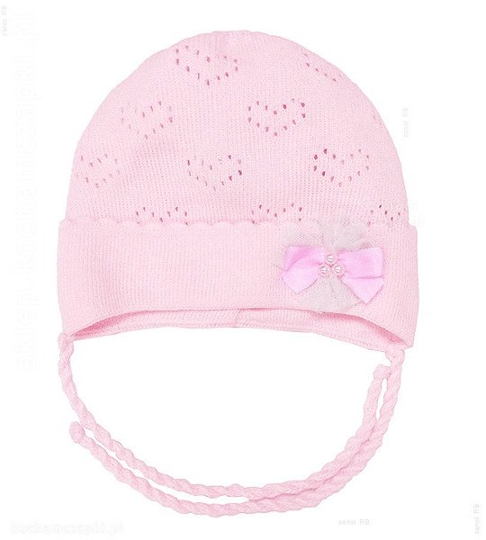 Różowa czapka dla niemowlaka, Anulka, rozm. 40-44 cm